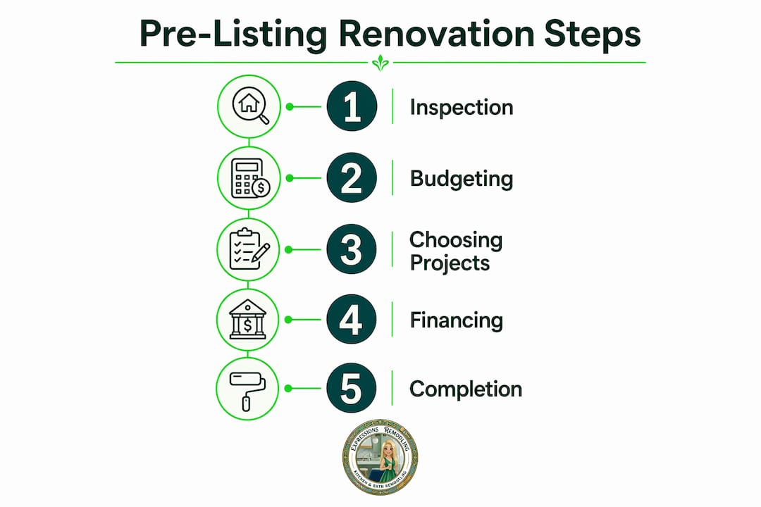 Infographic with step-by-step pre-listing renovation guide