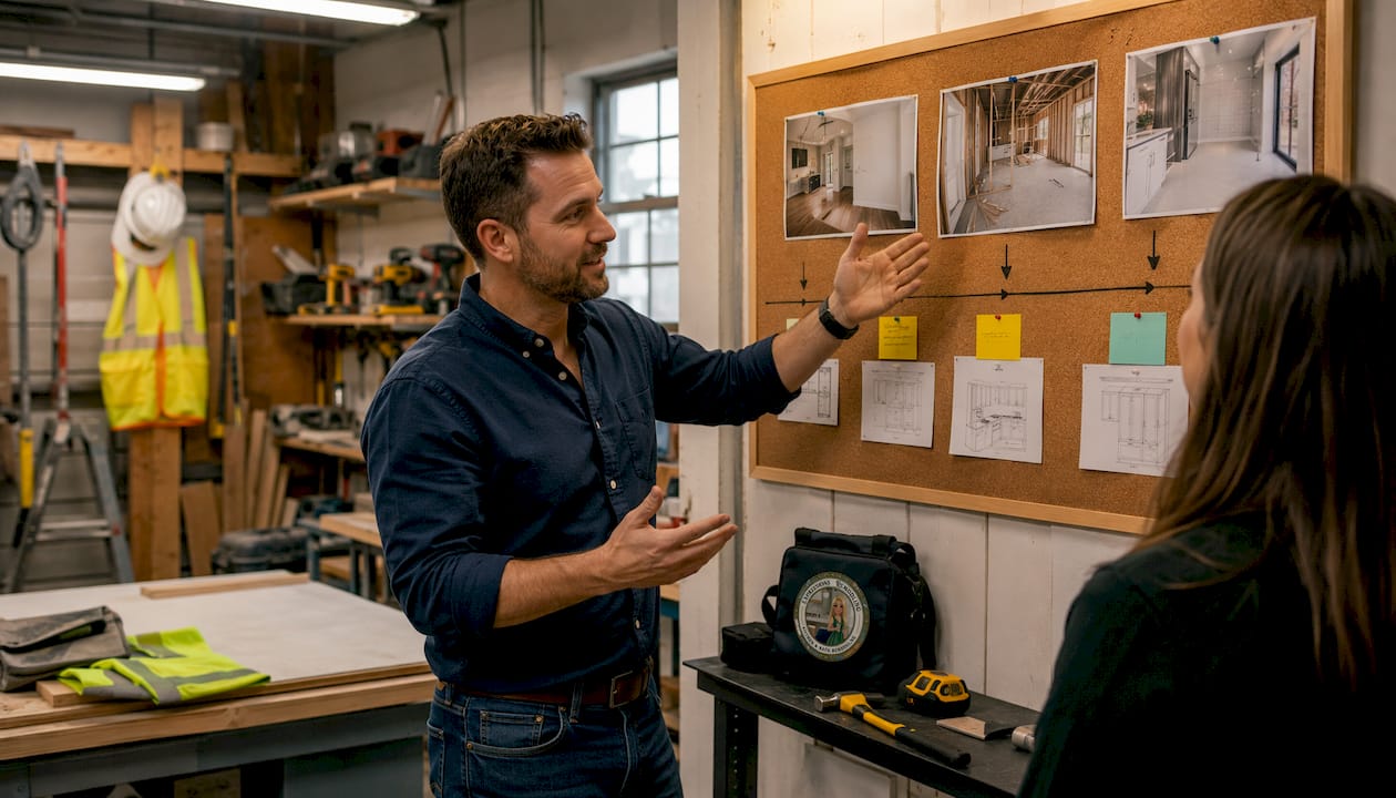 Contractor reviewing remodel timeline