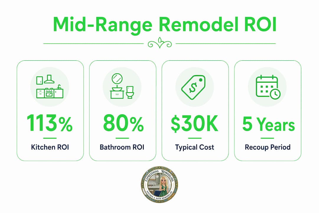Infographic showing remodel ROI key statistics
