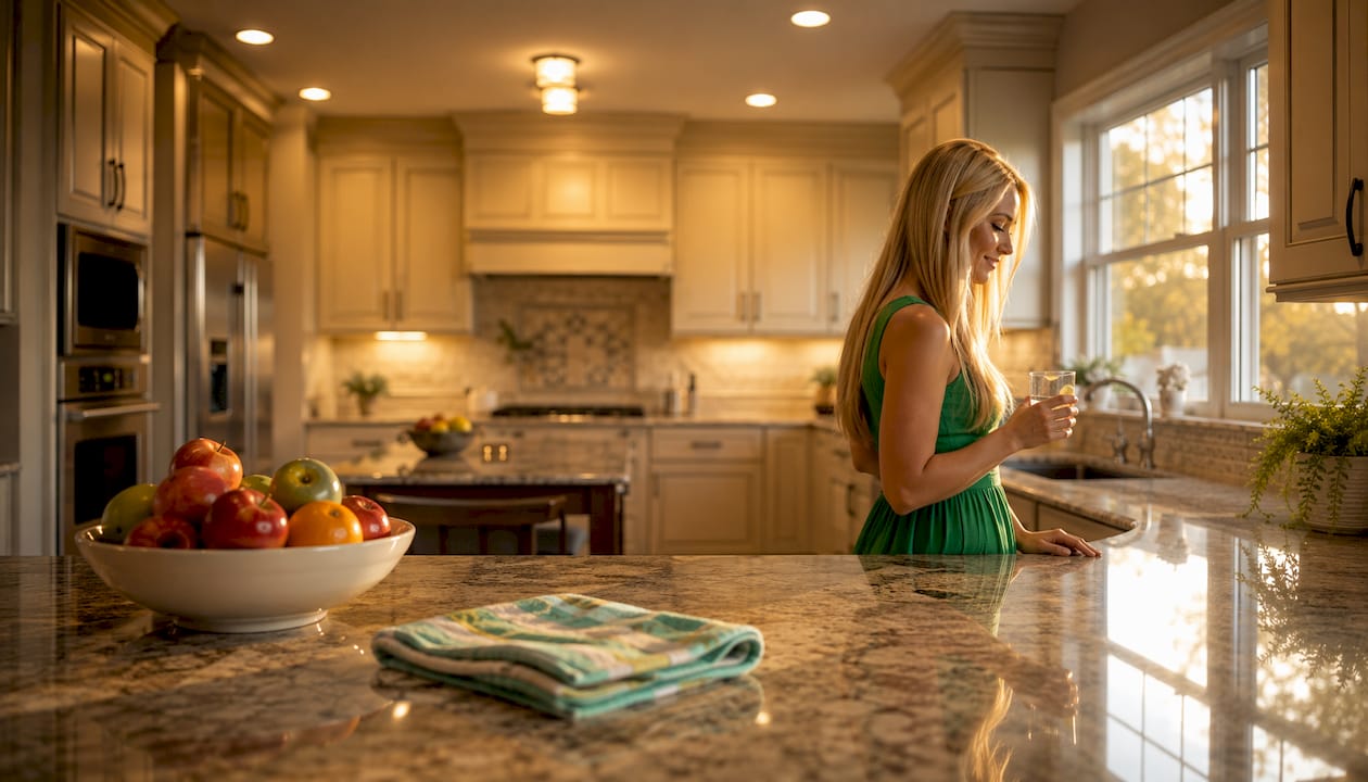 Modern kitchen with recessed ambient lighting