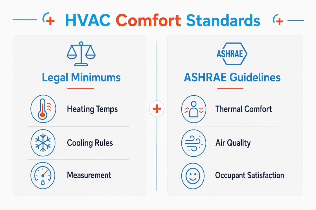 Infographic comparing legal minimums and ASHRAE HVAC standards