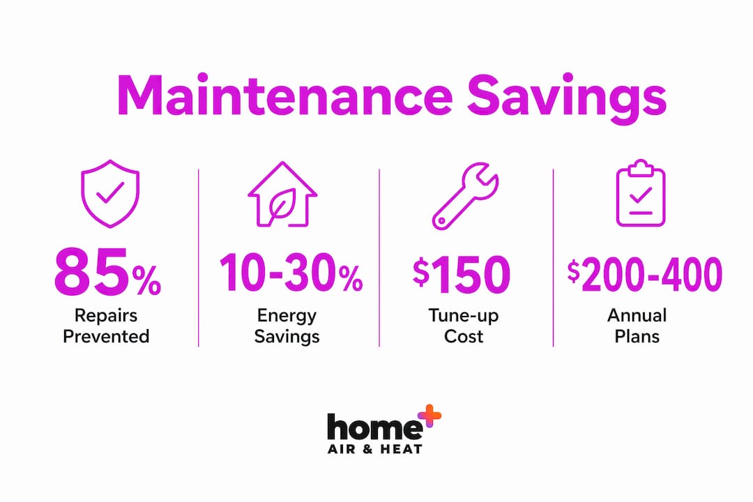 Infographic showing heating maintenance savings and stats