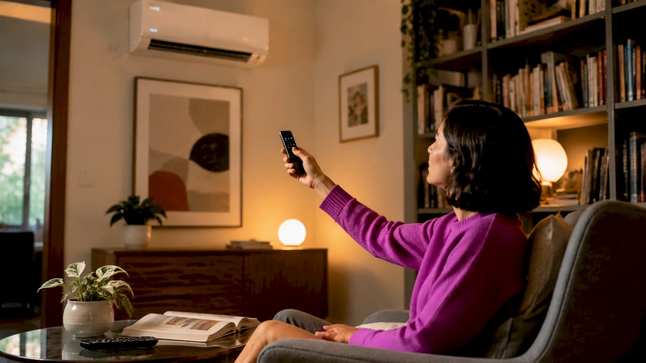 Hand adjusting ductless heat pump remote control