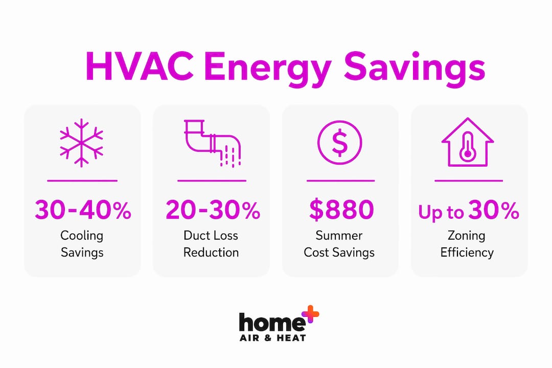 Infographic illustrating key HVAC energy savings stats