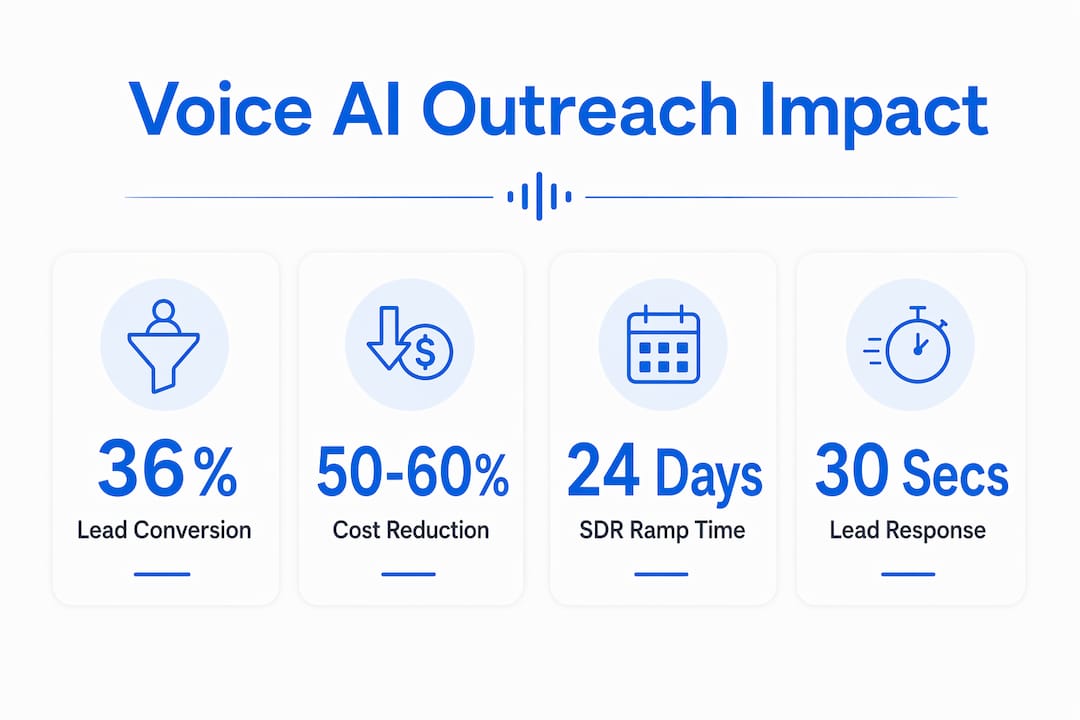 Infographic showing key voice AI outreach metrics