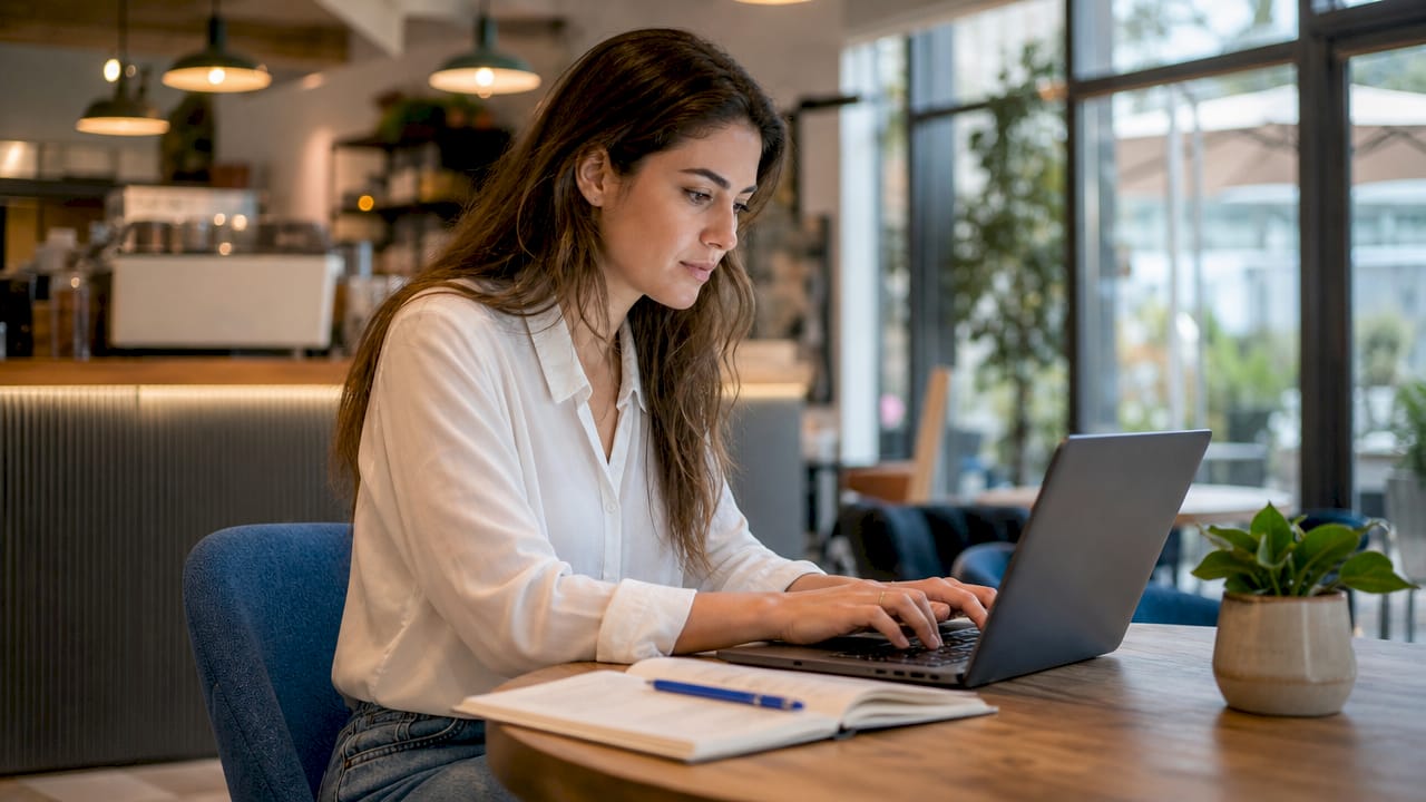 Hands typing AI live chat code at desk