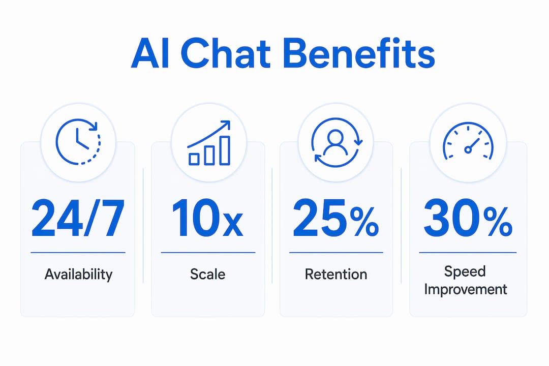 Infographic showing AI live chat benefits statistics