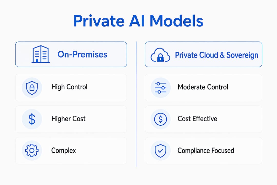 Infographic comparing private AI deployment models