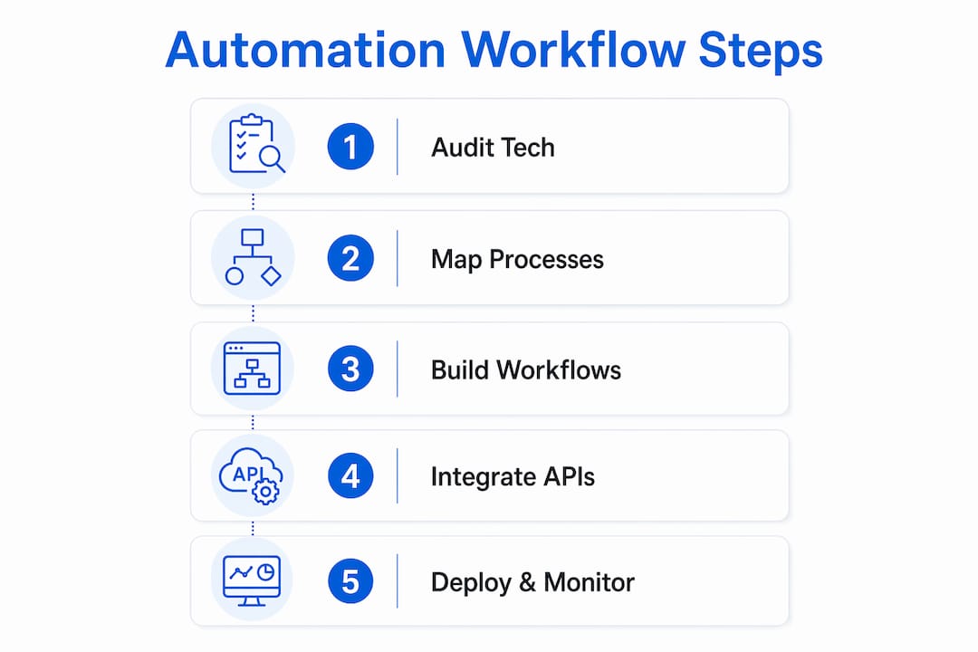Infographic outlining steps to automate customer service