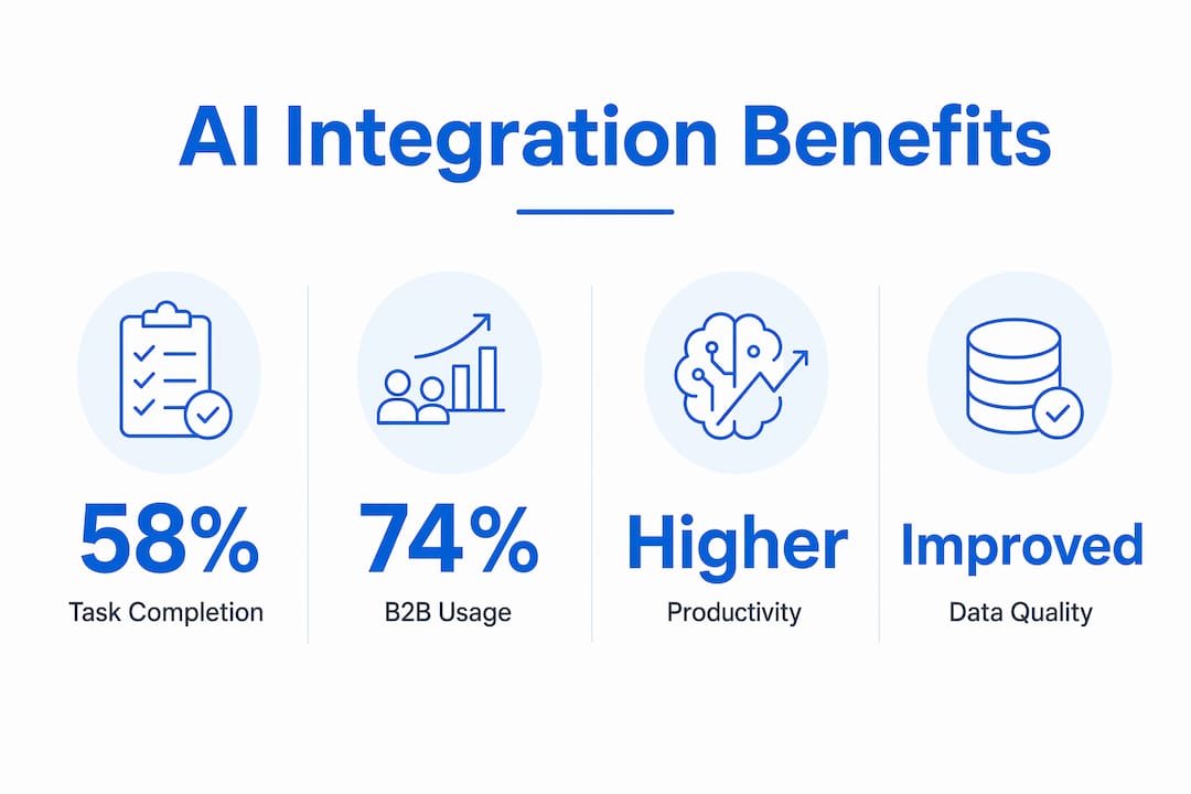 Infographic highlighting AI integration business benefits