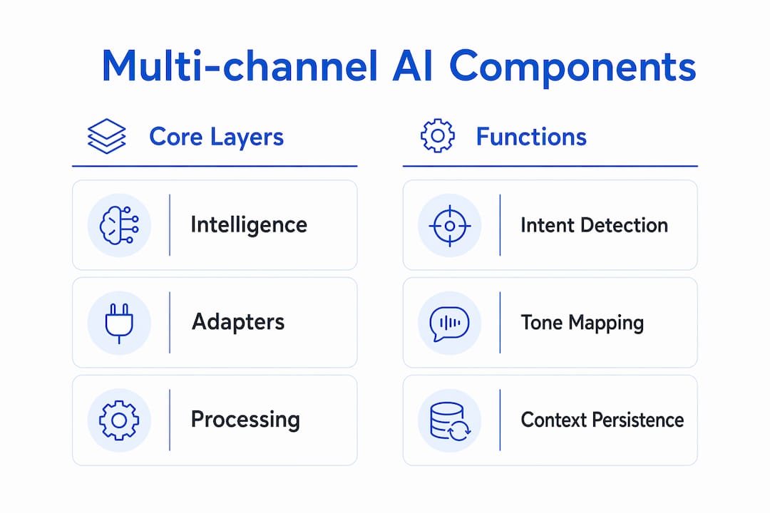Infographic showing core components of multi-channel AI