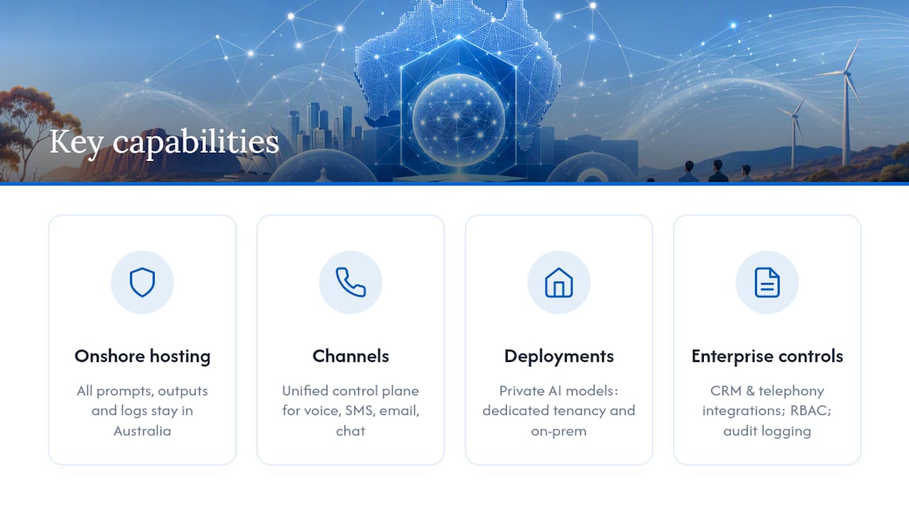 Conversational AI: Australia-hosted and built for this compliance environment — overview diagram