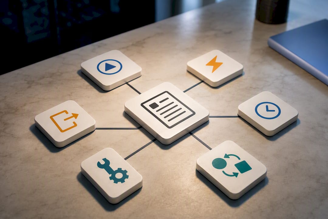 Six-part audit-ready agent record illustration
