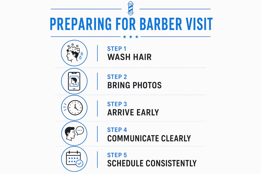 Infographic detailing barber visit preparation steps