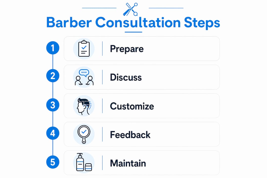 Infographic illustrating barber consultation steps