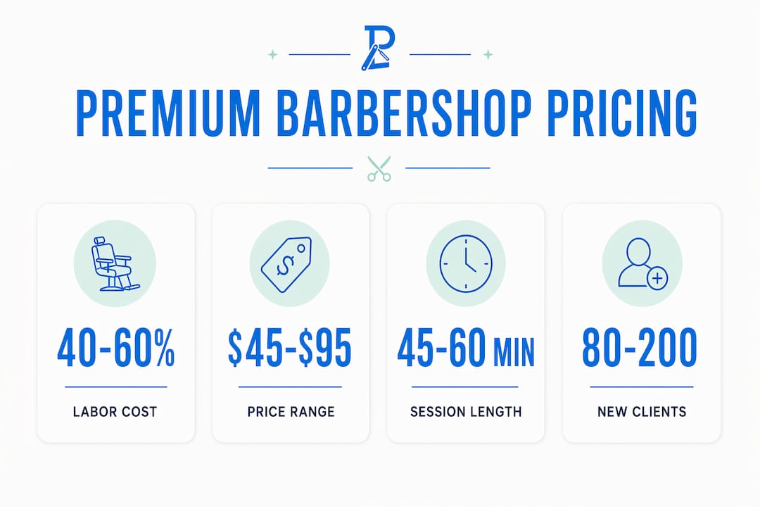 Infographic showing premium barber pricing and key stats