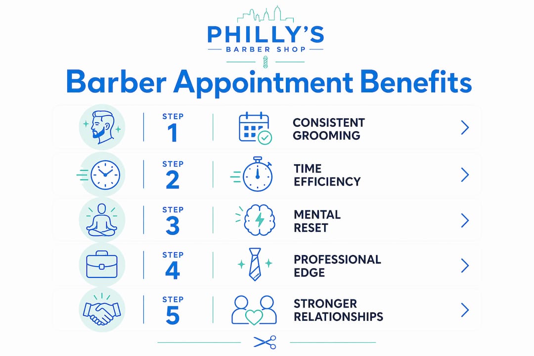 Infographic illustrating five key barber appointment benefits
