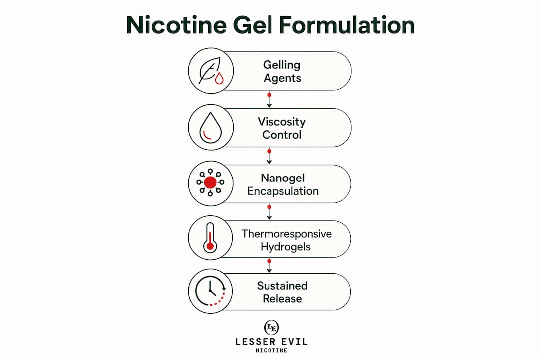Infographic showing nicotine gel formulation steps