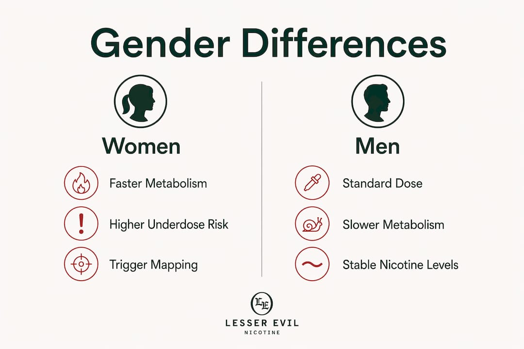 Infographic comparing responsible nicotine use by gender