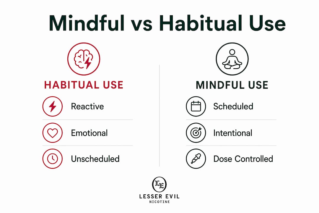 Infographic comparing mindful and habitual nicotine use