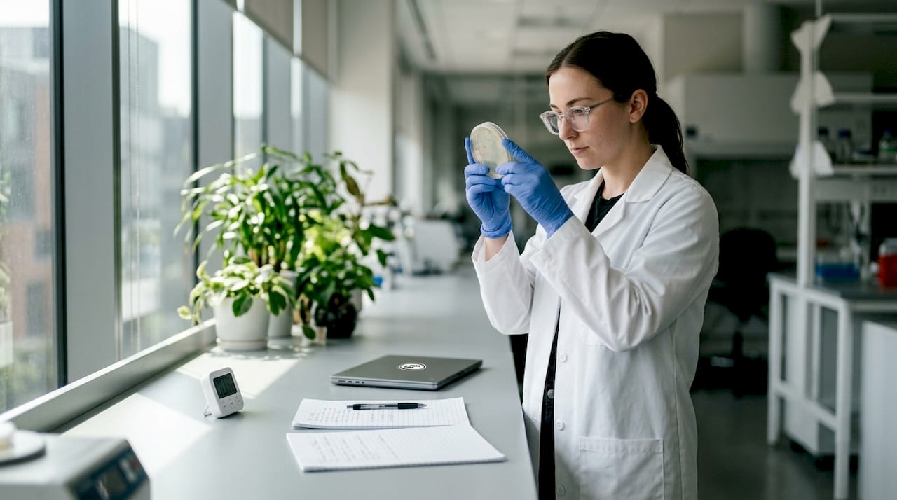 Laboratory hands conducting biological nicotine research