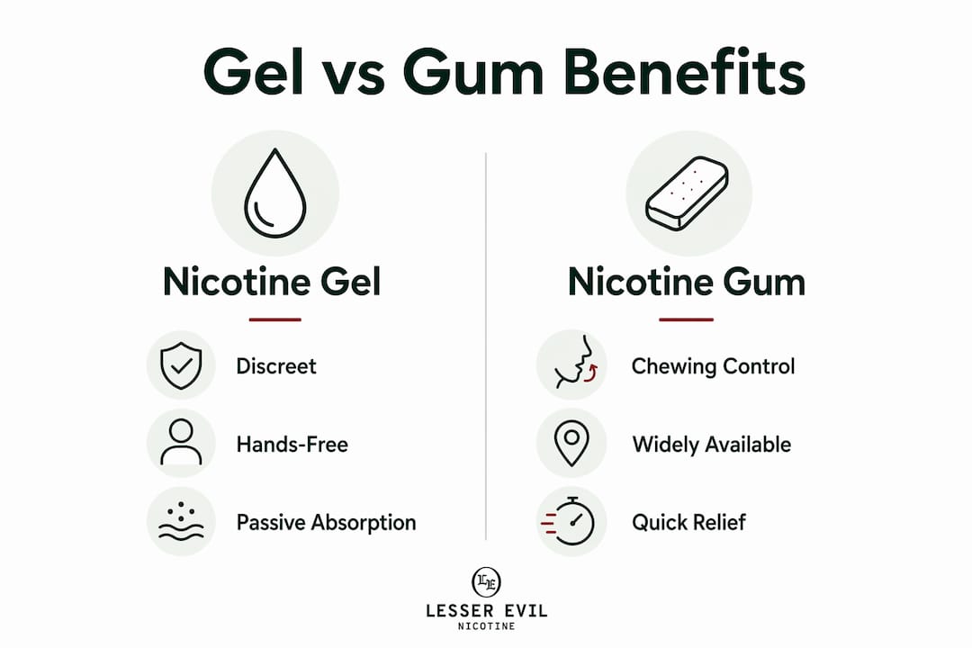 Infographic comparing benefits of nicotine gel versus gum
