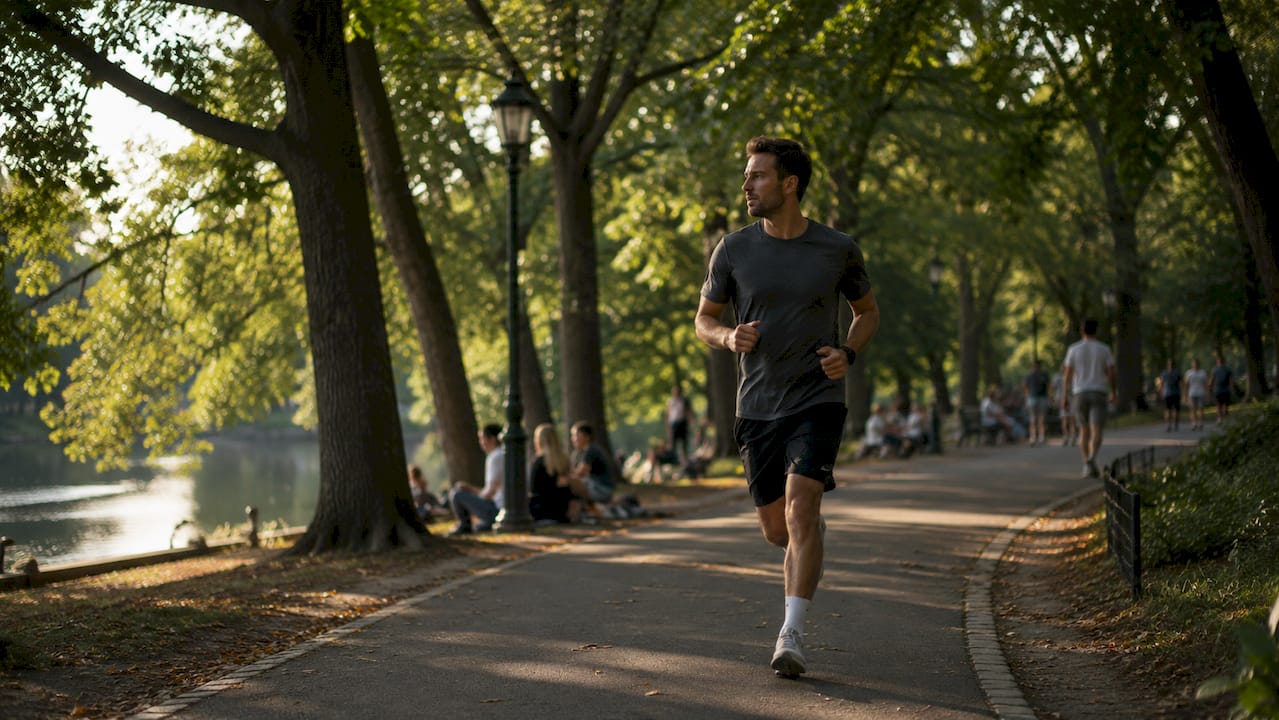 Close-up of hands tying running shoes outdoors