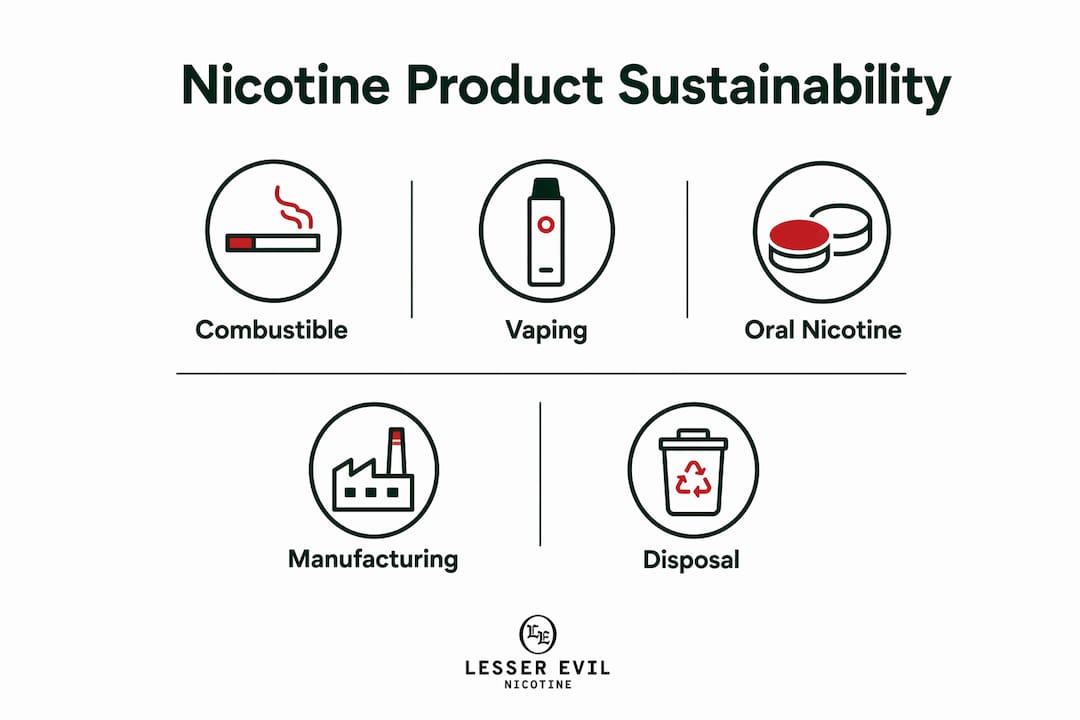 Infographic illustrating ranked nicotine product sustainability factors