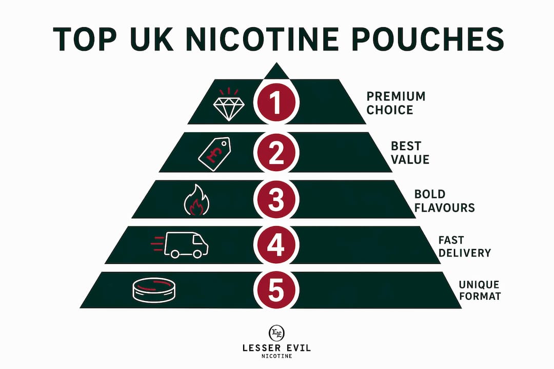 Infographic ranking UK nicotine pouch alternatives