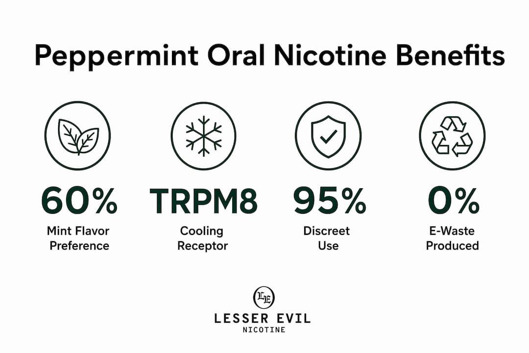 Infographic showing peppermint oral nicotine benefits and stats