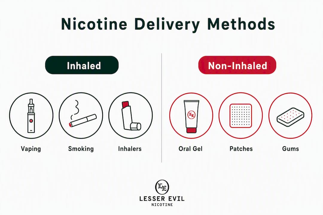 Infographic comparing inhaled and non-inhaled nicotine delivery methods