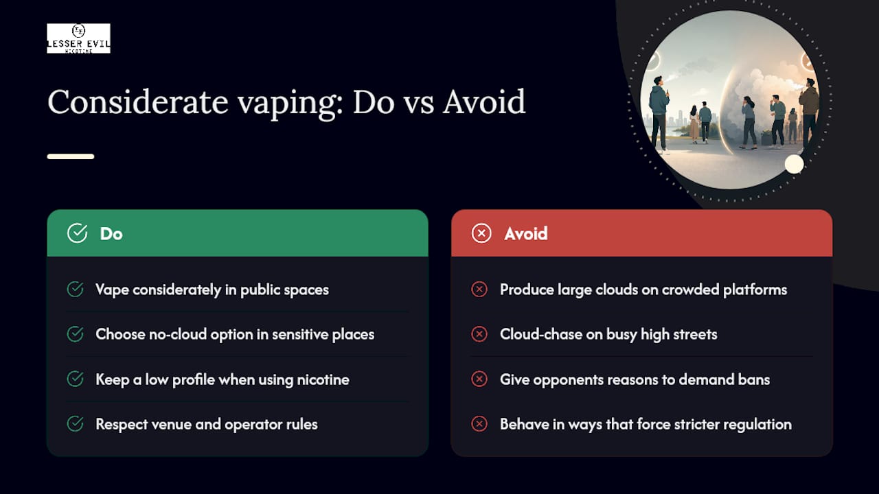 Why considerate vaping is actually in your own interest — overview diagram