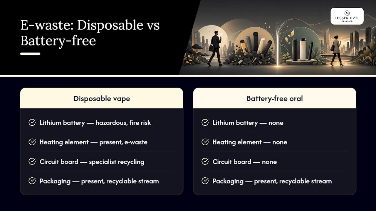 Disposable vape and battery-free waste comparison
