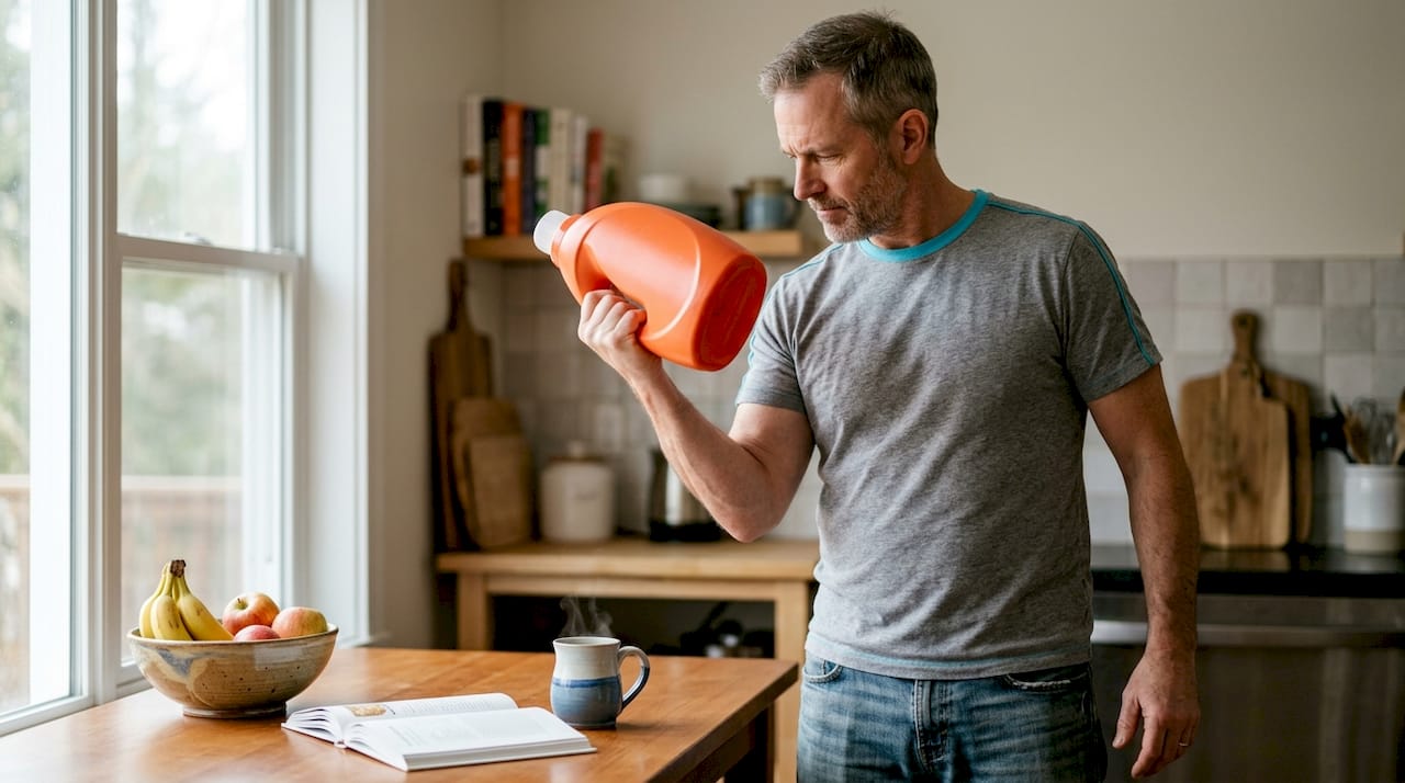 Affordable Ways to Get Fit on Any Budget 1 Man exercising with water jug at home