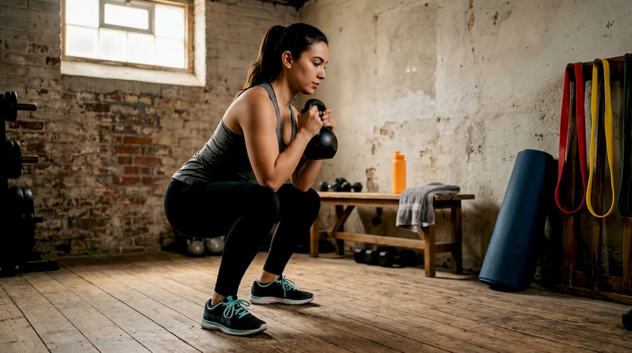 How Often Should Beginners Exercise: 2026 Guide 1 Woman doing kettlebell goblet squats in gym