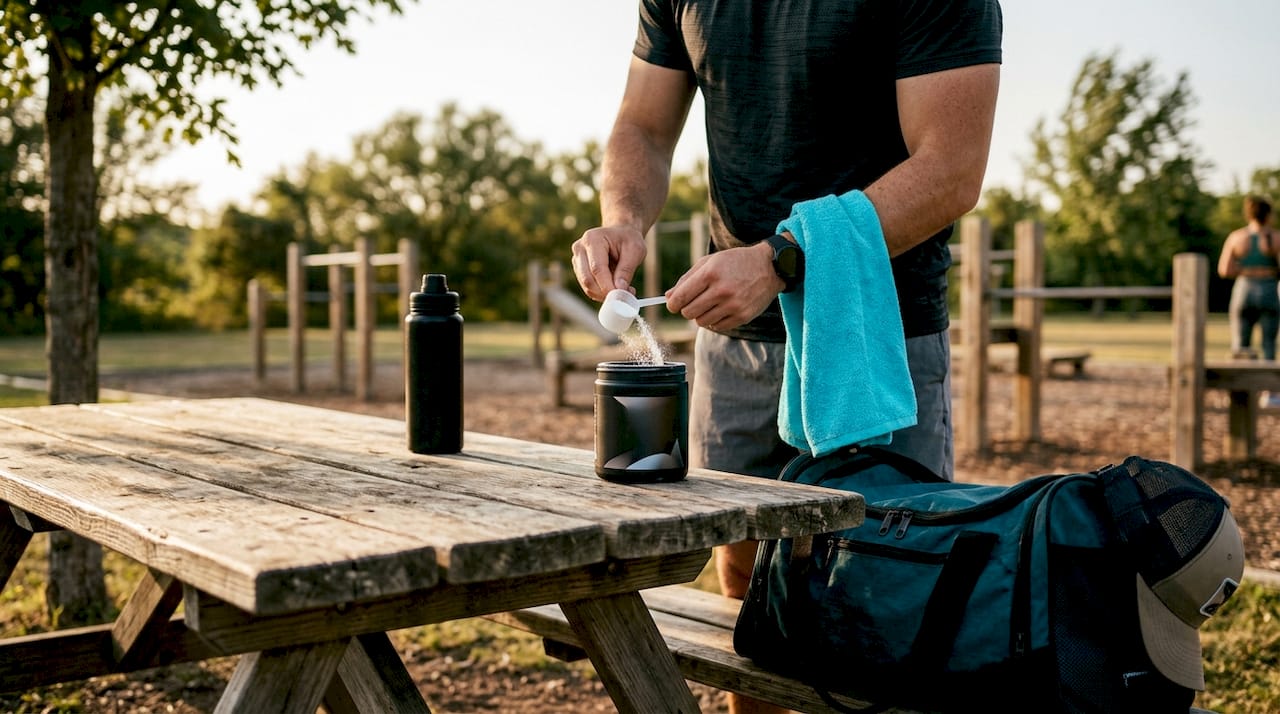 Creatine Loading Phase: Dosage Guide for Gym-Goers 1 Gym-goer scooping creatine powder dosing