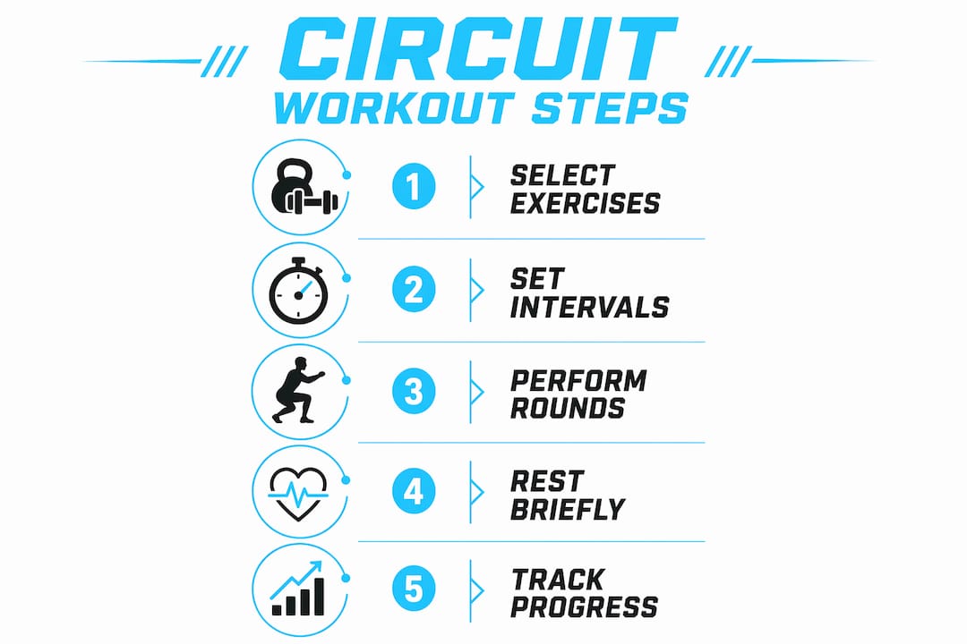 Infographic showing circuit workout five steps