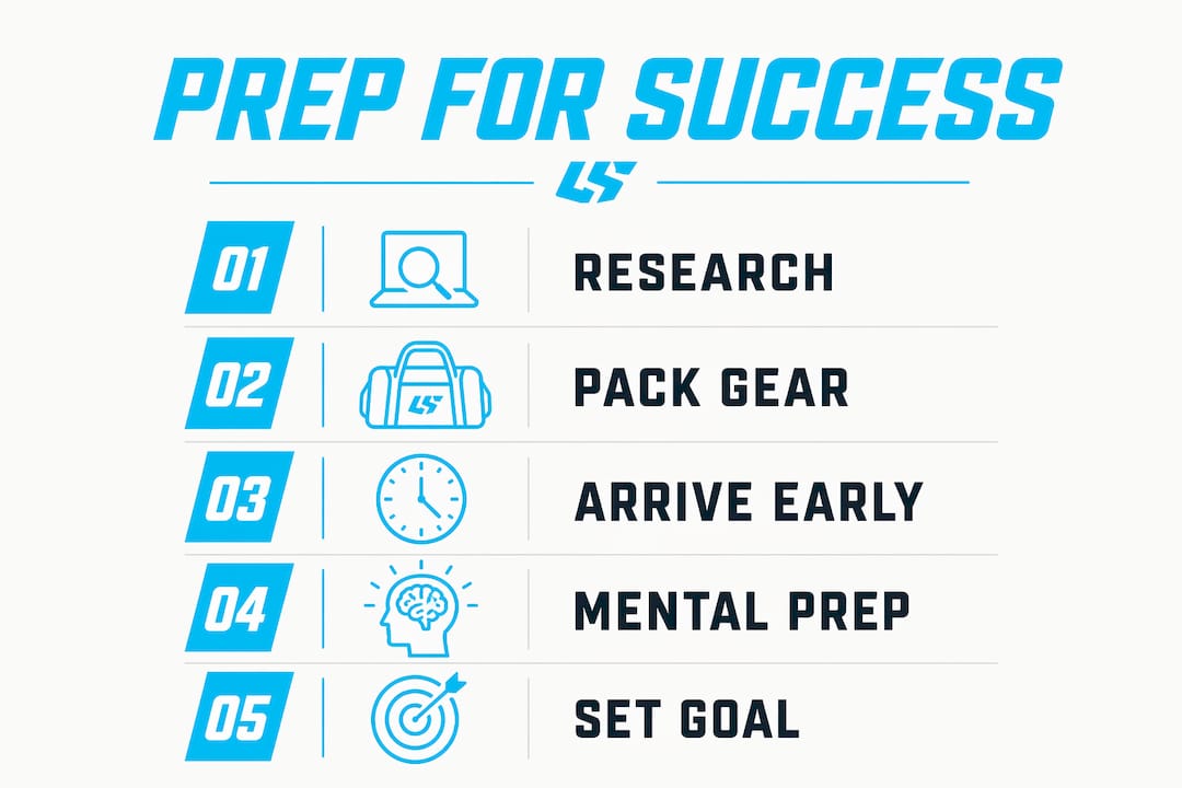 Infographic showing preparation steps for group fitness