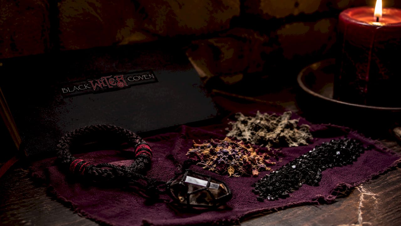 Close-up of various protection spell items
