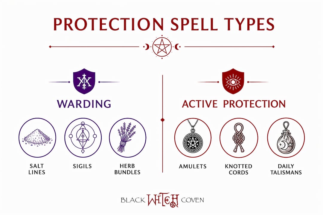 Infographic showing types of protection spells