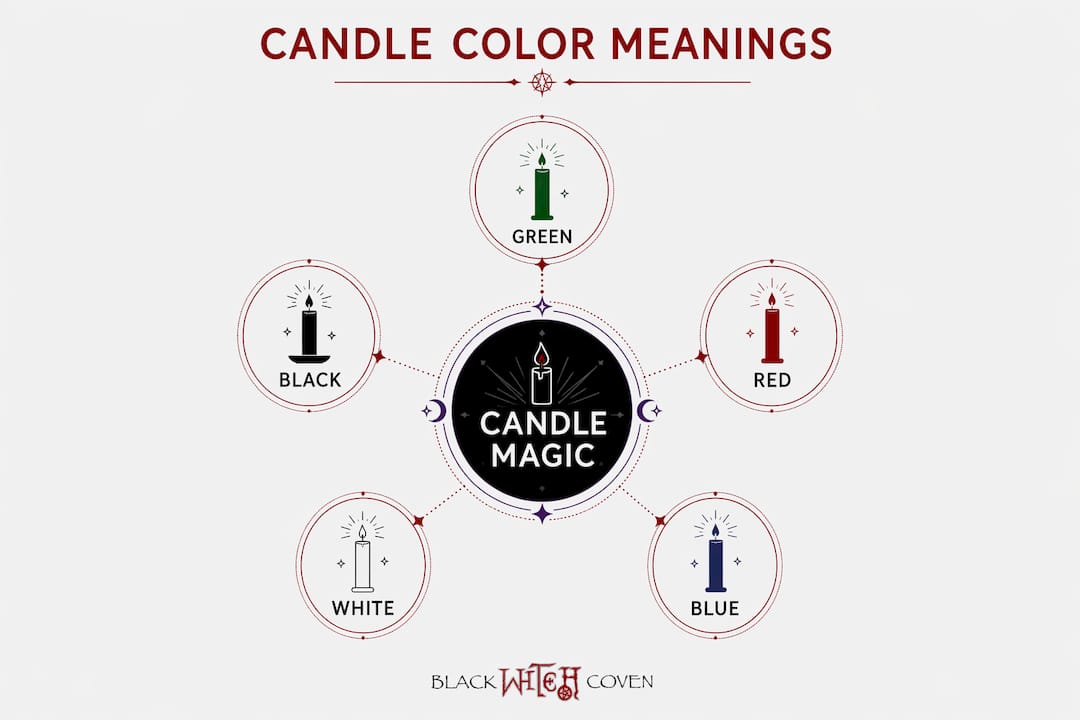 Infographic illustrating candle color symbolism