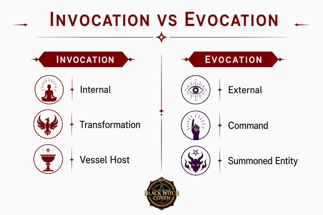 Infographic comparing invocation and evocation