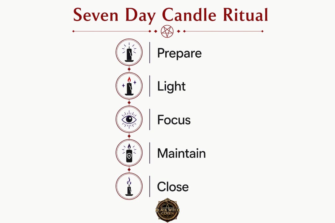 Infographic outlining seven day candle ritual steps