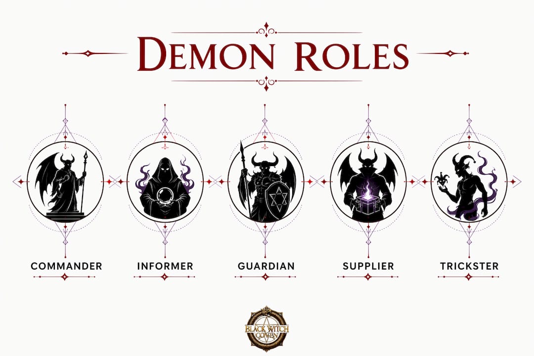 Infographic displaying hierarchy of demon roles in rituals