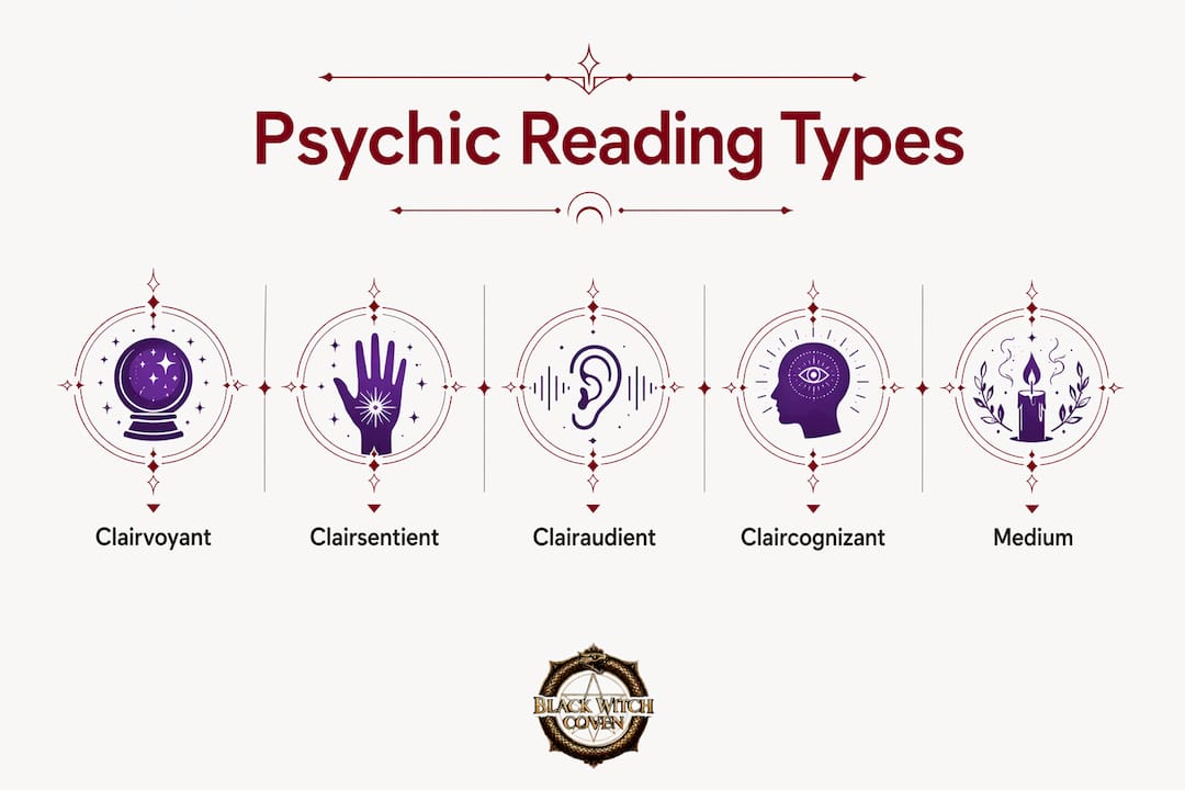Infographic depicting hierarchy of psychic reading types
