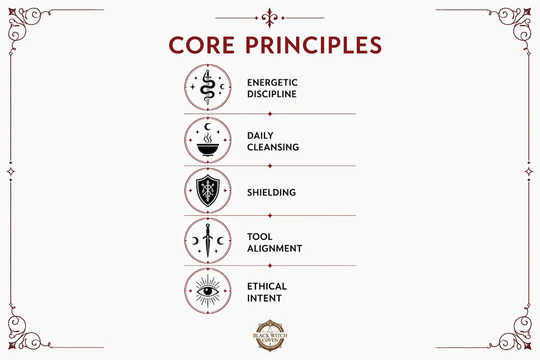 Infographic showing core death magick principles