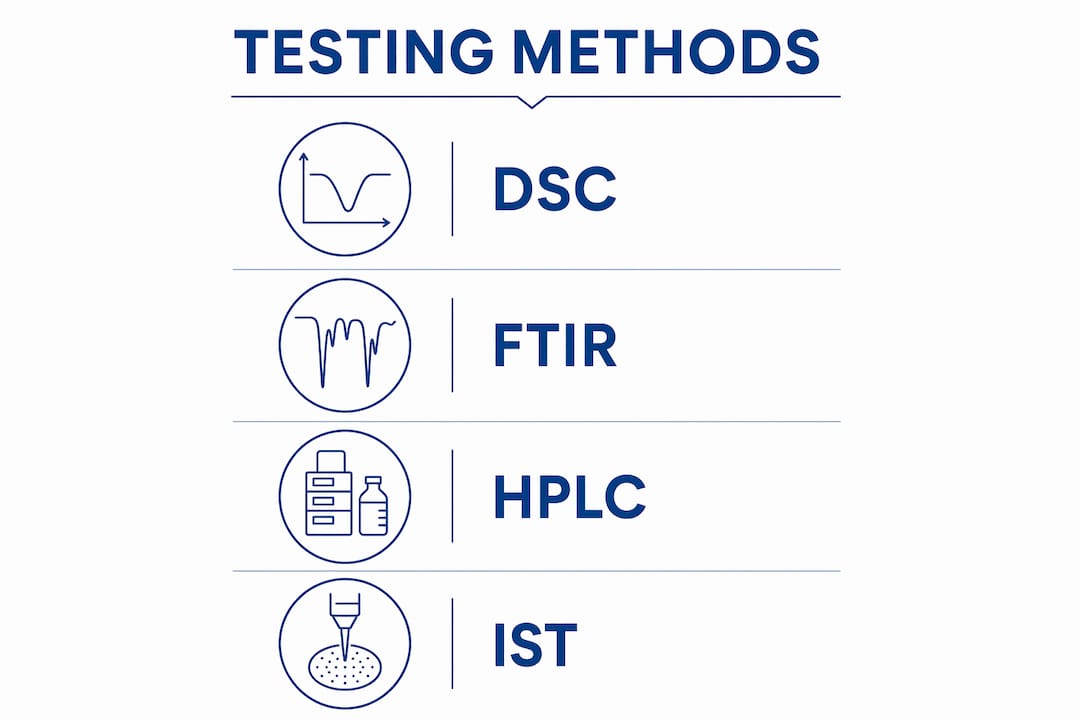 The Role of Excipient Compatibility Testing in Drug Formulation 2 Infographic showing key excipient compatibility testing methods