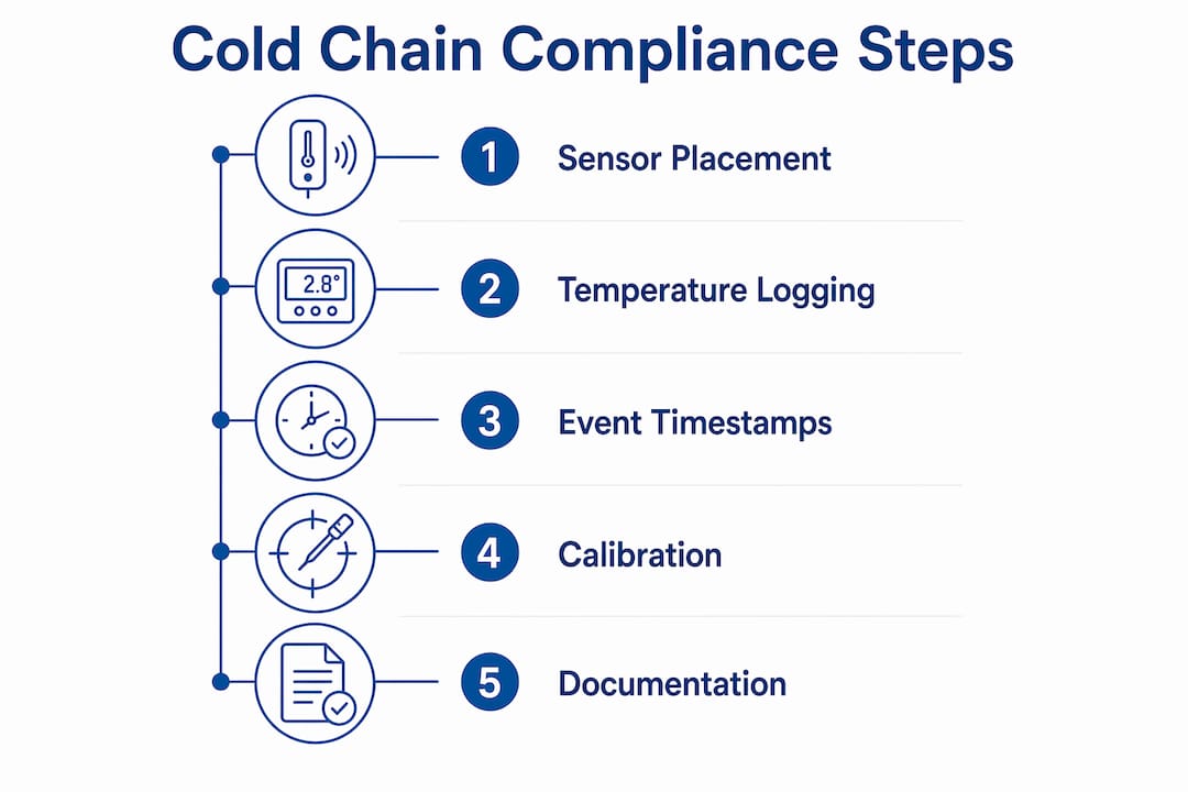 The Role of Cold Chain Logistics in Delivery: 2026 Guide 2 Infographic outlining cold chain compliance steps.