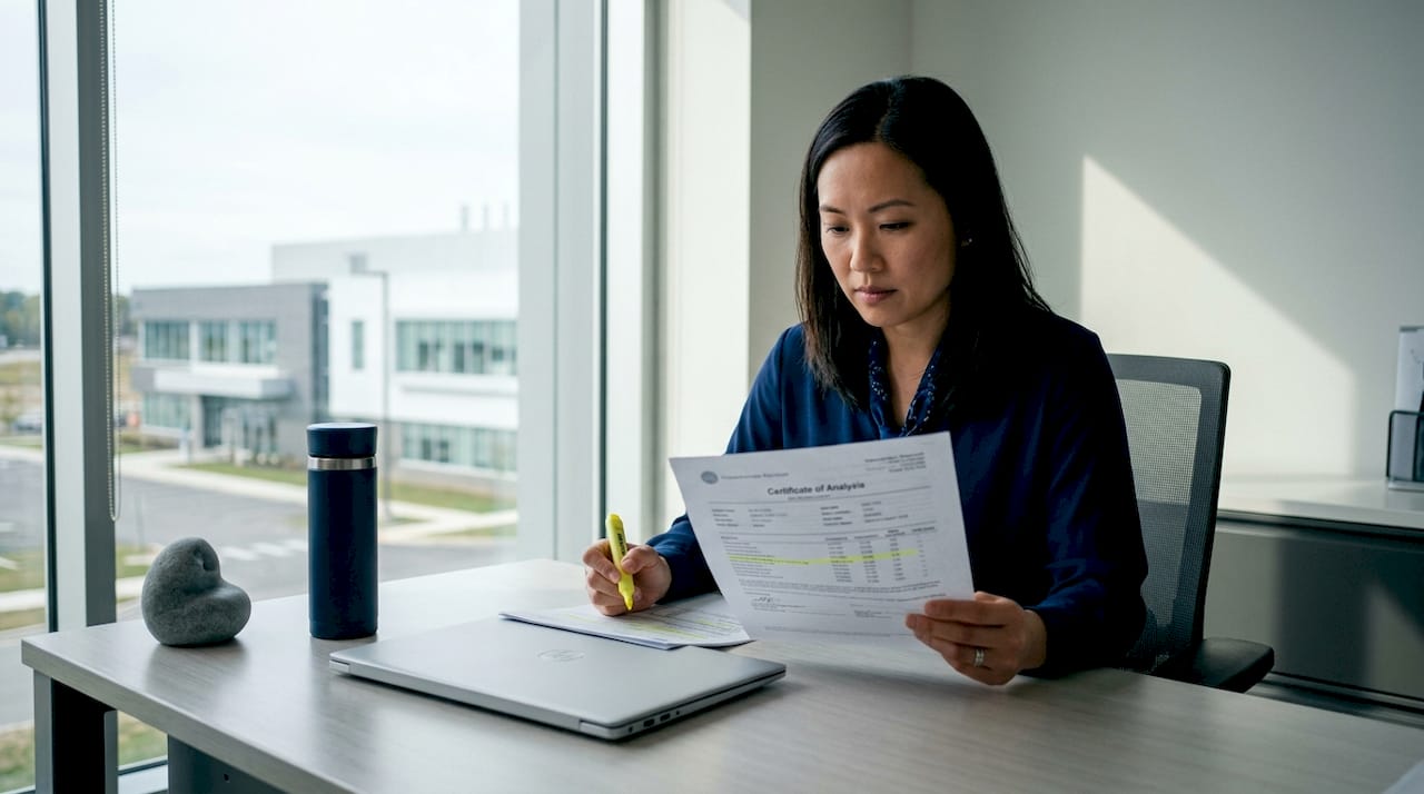 Professional reviewing certificate of analysis document