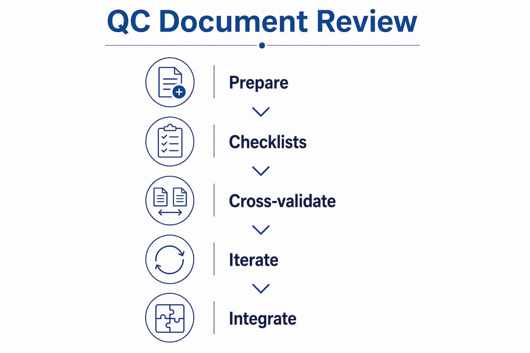 Infographic showing quality control document review steps